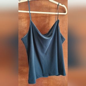 Velvet cowl neck tank top